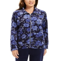Karen Scott Women's Sport Floral Print Jacket Blue Size голям