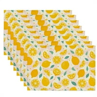 Лимонови плацемати-лимонови тропически плаками комплект от 8-кубически декор памучен спален маса таблица за кухненска вечеря на закрито-пролетта лято жълто място постелки -style 5