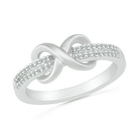 Стерлинг сребърен кръг бял диамант вечен любовен безкраен пръстен за жени