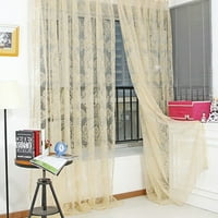 Флорална завеса тюл воайл чиста завеса цветна шарка дишаща флорална завеса за прозорци за спалня общежитие домашна всекидневна само бежово