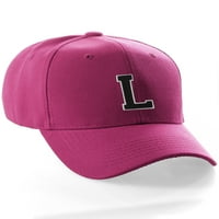 Класическа бейзболна шапка по поръчка a до z Начално писмо от екипа, гореща розова капачка бяла черна буква l