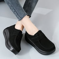 Cathalem дамски ежедневни обувки с големи дебели подмерени люлеещи се обувки жени ежедневни ежедневни обувки приплъзване на гъба дамски ежедневни обувки черни 7.50
