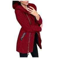 Tking fashion дамски жилетка от свободното време Време странично плюшено хлабаво палто с качулка яке пуловер Кардиган пуловери за жени Red S