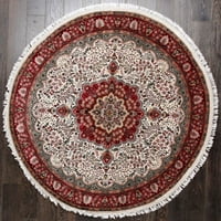 RUGSVILLE Традиционно винтидж персийски машад ориенталски бял кръгъл килим