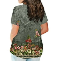 Женска риза с къс ръкав кръгла шия плюс размер тениска отпечатани ежедневни върхове в продажба xxxxl сиво