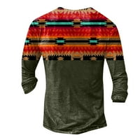 Хенли ризи за мъже, мъжки графика с дълъг ръкав и бродирана модна тениска пролет и есен с дълъг ръкав отпечатан пуловер суичър