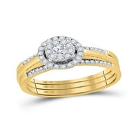 10kt жълто злато кръг диамант 3-части булчински сватбен пръстен лента cttw