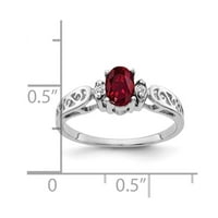 14k бяло злато 6x овал създаде Ruby истински диамантен пръстен
