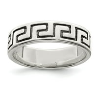 Mia Diamonds Sterling Silver Antiqued Greek Key Ring Size - 9