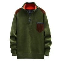 Пуловери за мъже Модерни годни пуловер Половин цип ежедневна костенурка Сладка пуловери армия зелено m