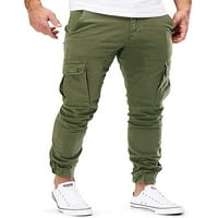 Gomelly Mens Bottoms товарни панталони Панталони за свободно време мъже леки летни шезлонги еластична талия армия зелено 3xl
