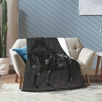 Newhomestyle Black Horse Bendlet Гладък мек печат хвърляне на одеяло за спалня Пътуващ къмпинг подарък