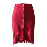 Eguiwyn Нова женска модна дънкова пола Лято бутон Дизайн Сплит предни отворени поли