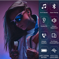 Urban Street Buds Plus True Bluetooth безжични слушалки за Blu Studio G Plus с активно шумно отмяна на черно