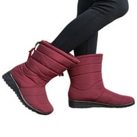 Ritualay Womens Winter Boot Slip на топли обувки Fau Fur Snow Boots Дишащи ежедневни обувки студено време на открито средно теле червено US 9