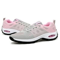 Sanviglor жени маратонки спортни пешеходни обувки клин обучители фитнес дишаща мрежа атлетична обувка неплъзгаща се платформа сиво розово 4.5