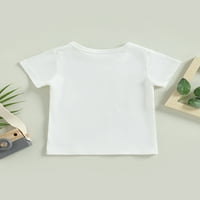 Qtinghua ежедневно малко дете бебе момче момиче лятно писмо тениска с тениска с къс ръкав върхове бяло 2- години