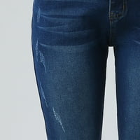 Aayomet Skinny Jeans for Women Baggy Wide Feck Jeans Non-retch Fabric High Teist Loose YKK Zipper за всички видове крака, подходящи за всички видове хора, син XL