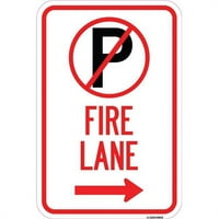 Подписване в. Алуминиев знак - знак за паркиране - Fire Lane без символ за паркиране и дясна стрелка