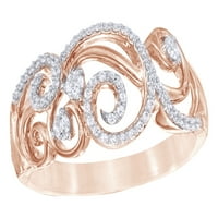 Белият естествен диамантен пръстен за превъртане в 10k розово злато