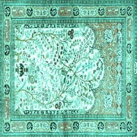 Ahgly Company Machine Wareable Indoor Rectangle Animal Turquoise Blue Traditional Area Rugs, 5 '8'