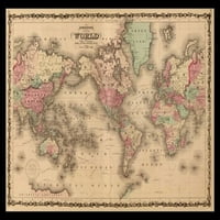 Ламиниран и рамкиран плакат на старата световна карта