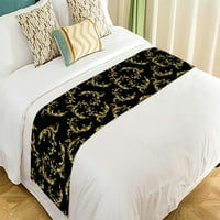 Бароково златно свитъци черно легла беглава за спално бельо шалче декорация на леглото