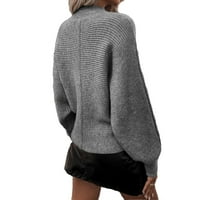 Ребро сплетени ежедневни шаблони обикновени пуловери кръгла шия женски пуловери