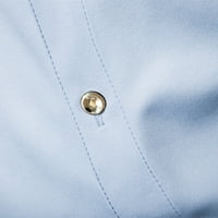 Мъжки ризи Графичен пролетен солиден цвят наклонен бутон с дълъг ръкав тънък изправен яка ризи за мъже
