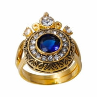 mnjin ярък цирконов пръстен Кръгъл бял камък бижута модни бижута, ангажиран пръстен злато 9
