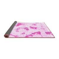 Ahgly Company Indoor Round Abstract Pink Modern Area Rugs, 5 'Round
