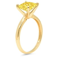 0,5ct принцеса нарязана жълта симулирана диамант 18k жълто злато годишнина годежен пръстен размер 4.5