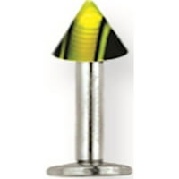 Дизайнерска неръждаема стомана SGSS Labret W Acrylic Vert Racer Stripe Cone 14g Lon Made in China -Jewelry от Sweet Pea Creations