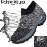 Женски маратонки спортни обувки чорапи маратонки се приплъзват върху мрежеста въздушна възглавница удобна клин лесни обувки платформа мокаси