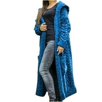 Дамски върхове Небрежни модни жени небрежни дълги ръкави твърд топъл пуловер Дами върхове Палто плюс размер зимни якета универсални
