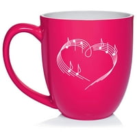 Сърдечно любовни музикални бележки Керамична чаша чаша чаша чаша подарък за нея, сестра, съпруга, най -добър приятел, рожден ден, сладък, дипломиране, любител на музиката, художник, музикант, учител по музика,