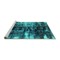 Ahgly Company Machine Pashable Indoor Round Abstract Turquoise Blue Modern Area Cugs, 6 'кръг