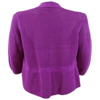 Дамски лилав пуловер с жилетка с дълъг ръкав с дълъг ръкав