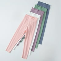 Панталони на Baywell Girls Pants Nylon Knit Toddler Print Solid Multipy Length Multipack Sephy Soft Green 3-12T