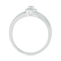 10kt бяло злато кръг бял диамант усукан вихрен моден пръстен