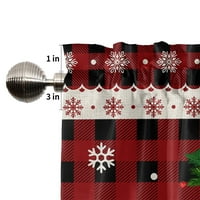 Goory Xmas Кратка завеса за прозорци слот горен половин прозорец завеси Коледа кухня валанс кафене Tier Pock Pocket Curtain Panel Style-j 2pc-Tier завеса: W: 52 '' H: 45 ''