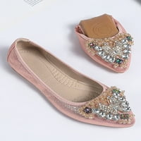 Дамски мокасини комфорт апартаменти Оценителни пръсти плоски обувки Дамски елегантни ежедневни обувки за ходене жени Плъзгащи се на плъзгане розово 5.5