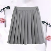 zhizaihu a line пола жени модно училище униформа солидна плисирана пола академичен стил пола бохо пола сиво xxxxxl