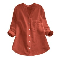 Блуза за риза с дълъг ръкав на женския блуза с дълъг ръкав в памучно бельо