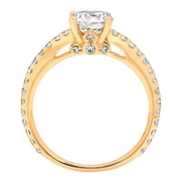 1. CT блестящ кръгъл изрязан истински истински естествен диамант VS1-VS I-J 18K Жълто злато обещание за сватба Дизайнерски дизайнер Пръстен W Кристални странични камъни Размер 6