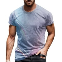 Мъжете от инлейф плюс размер тениски отгоре, мъжки небрежен кръгъл врат 3D цифров печат пуловер фитнес спортни тениски с къс ръкав блуза блуза