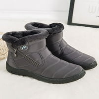 Tenmi дамски топли пухкави снежни обувки Зимни плюшени облицовани водоустойчиви фиш върху ботуши на глезена Обувки сиво 8