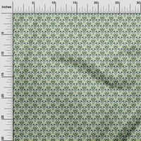 OneOone Polyester Spande Forest Green Fabric Asian Block Print Tile Fabric за шиене отпечатана занаятчийска тъкан край двора широк