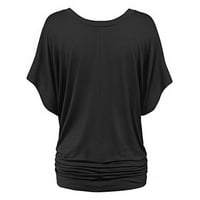 Дамски блузи V-образни блузи секси женски плюс летни ризи с дължина на лакътя върхове черни 4xl