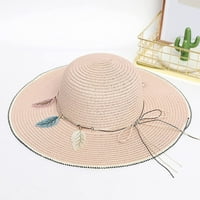 Женска широка слама Панама валцована шапка флопи туид шапка плаж слънчева шапка